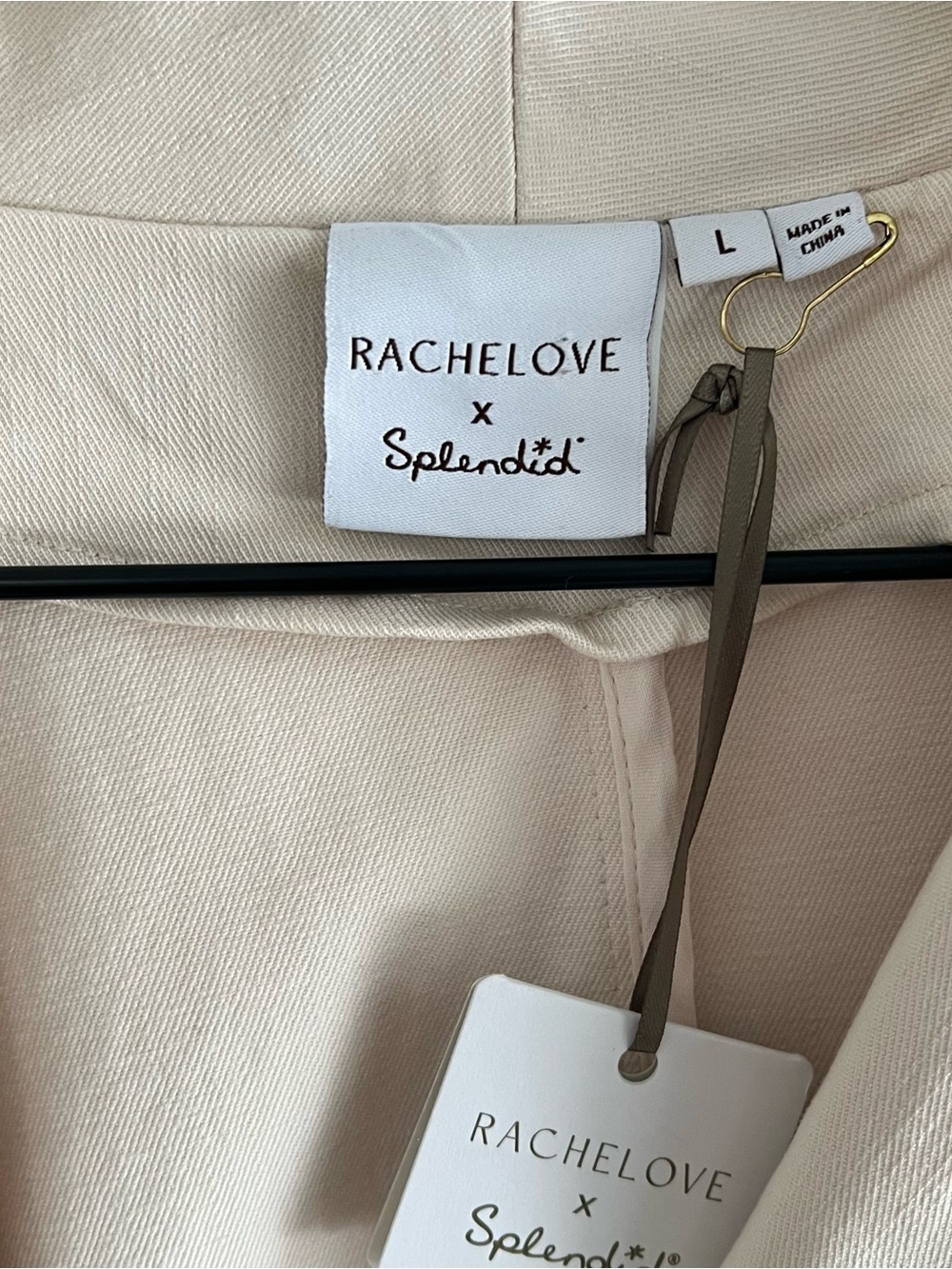 Splendid x Rachel Love Cream Neutral Cropped Jacket Size L NWT Gold Button Chic - Picture 4 of 10